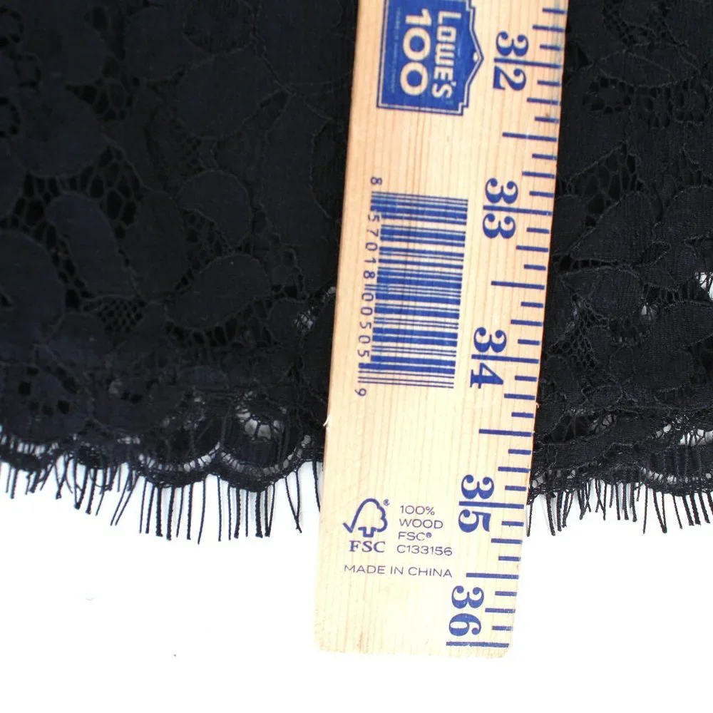 Joie Nikolina Dress Black Lace Sleeveless V Neck Scalloped Eyelash Trim SZ M - Picture 13 of 15